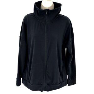 Mondetta Womens Black Micro Fleece Long Sleeve Lightweight Full-Zip Jacket L